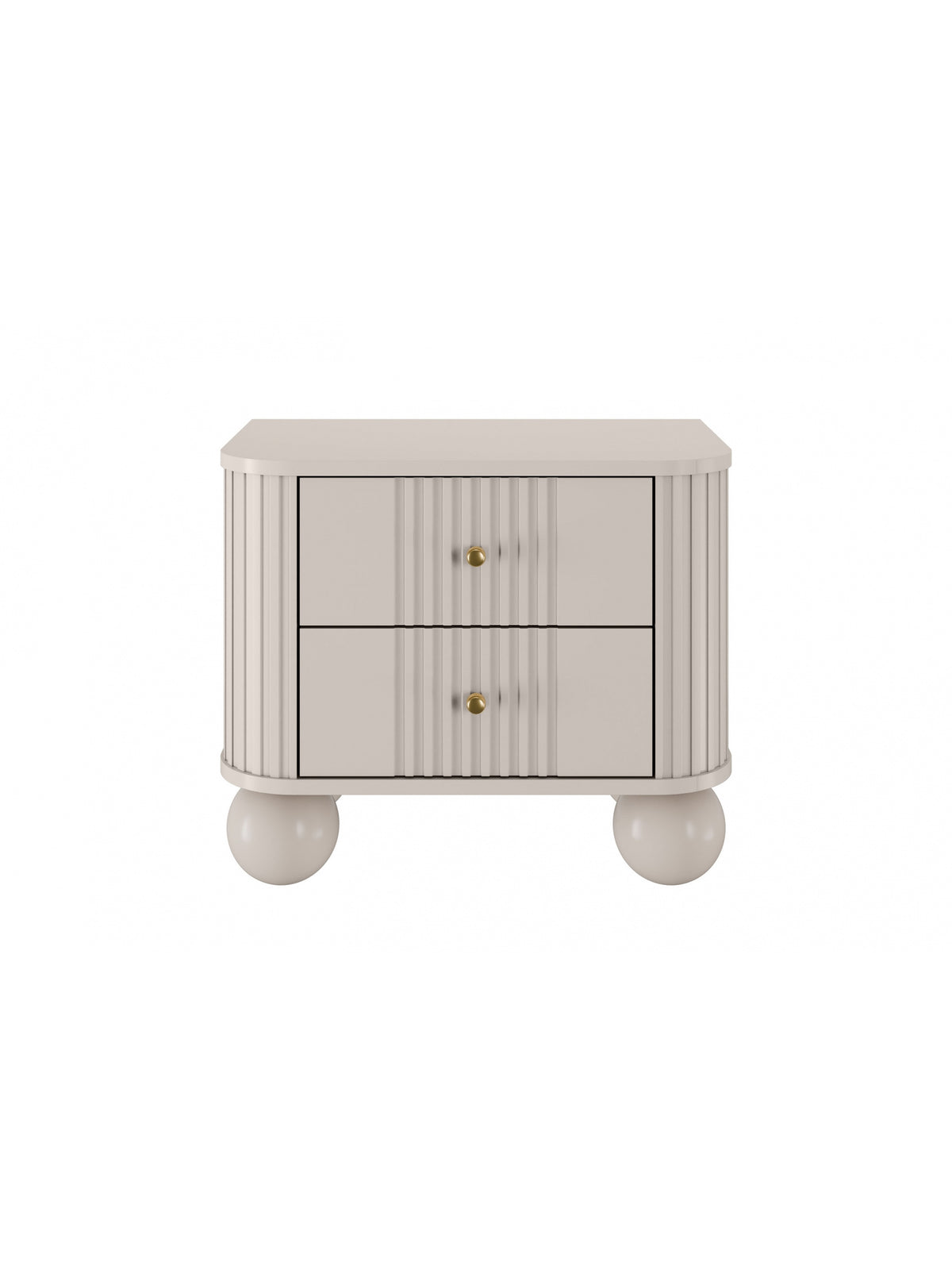 Set 2 noptiere Vesper 56 cm cashmere cu front nervurat și mânere aurii