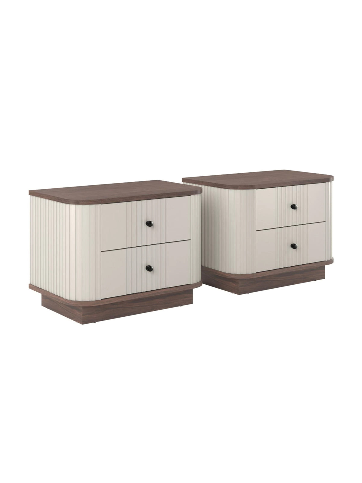 Set noptiere Vesper 56 cm casmir cu blat nuc și mânere negre