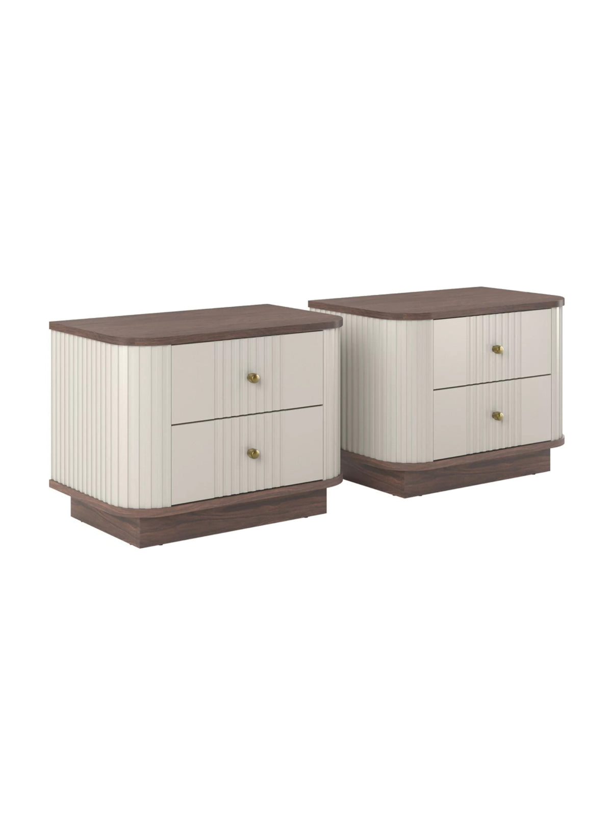 Set de noptiere Vesper 56 cm casmir cu blat nuc și mânere aurii