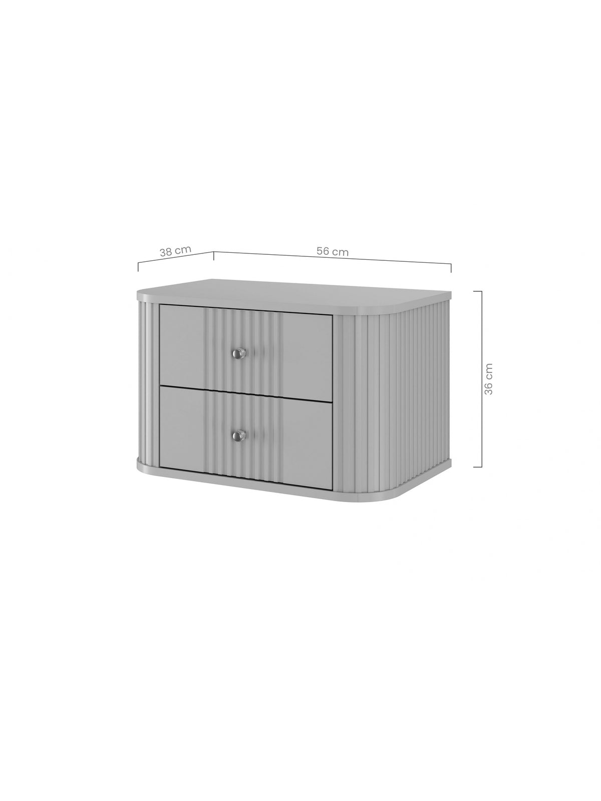 Set de noptiere suspendate Vesper 56 cm negre cu fronturi canelate și mânere aurii