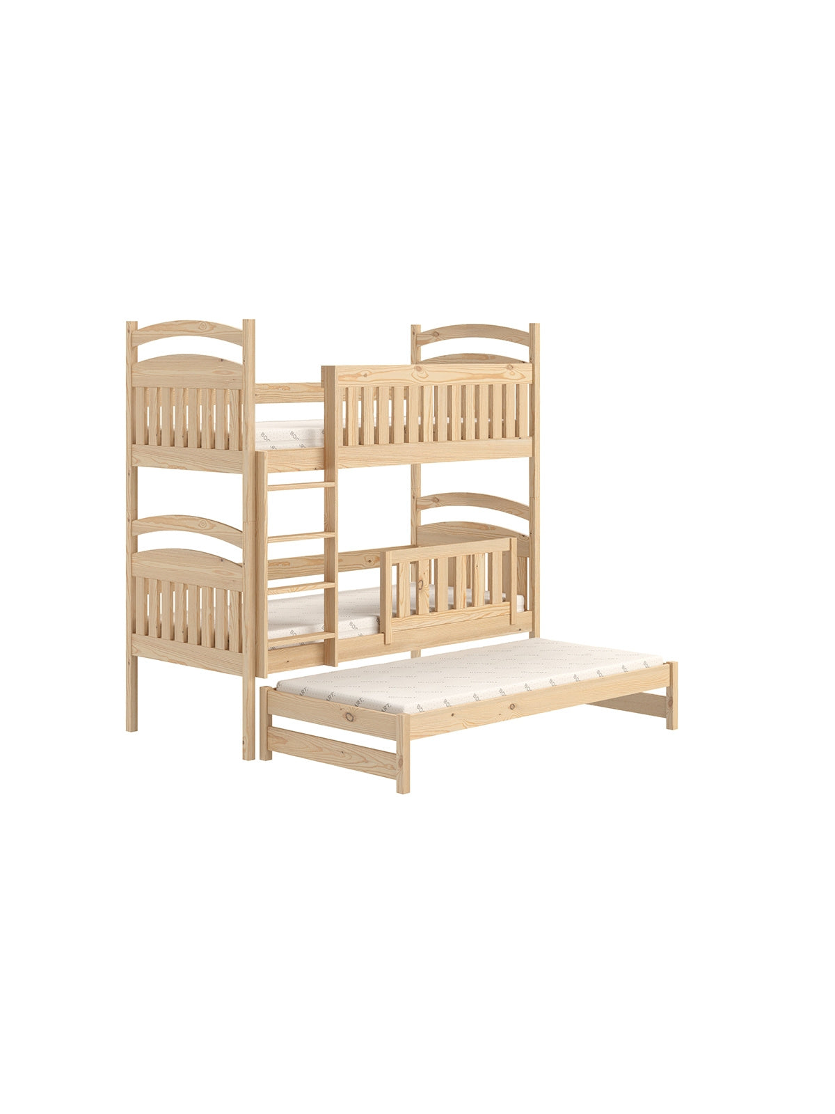 Pat etajat din pin Amely 90x180 cu partea inferioară extensibilă și laterale de protecție