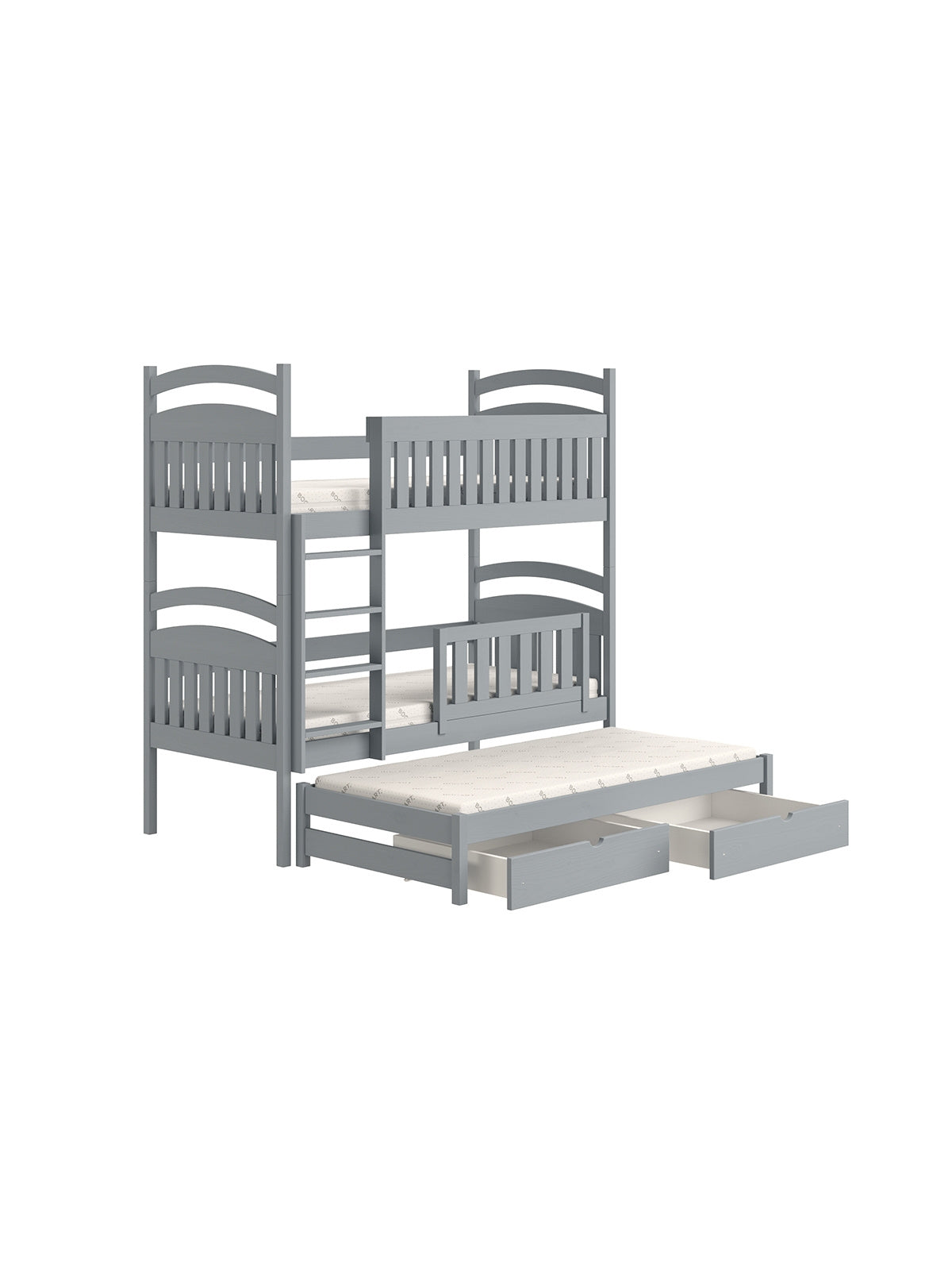 Pat dormitor copii Amely 90x180 gri, extensibil, cu două sertare
