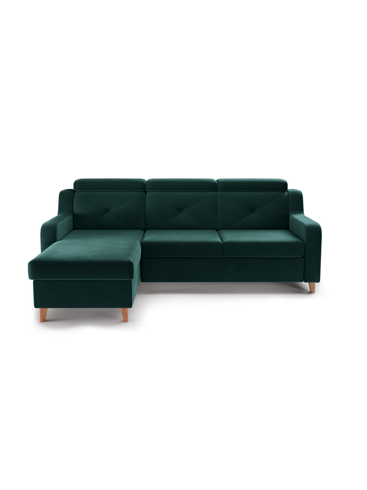 Canapea pe partea stângă extensibila Laksaro - verde catifea Trinity 28