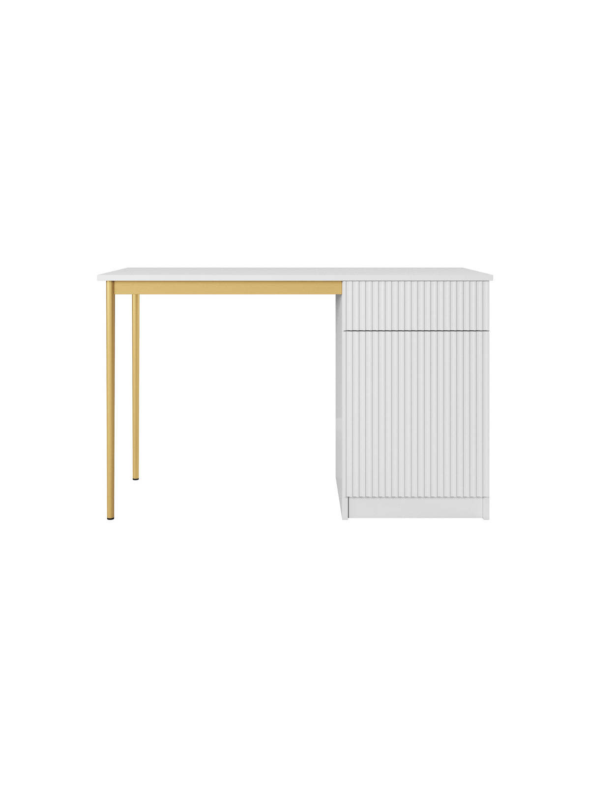 birou de scris Nicole 120 cm cu sertar - bialy mat / aurii nozki