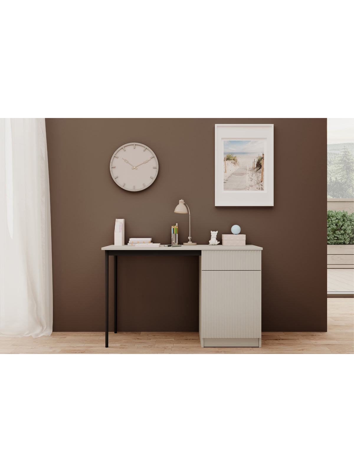 birou de scris Nicole 120 cm cu sertar - cașmir / negru nozki (wolnostojace)
