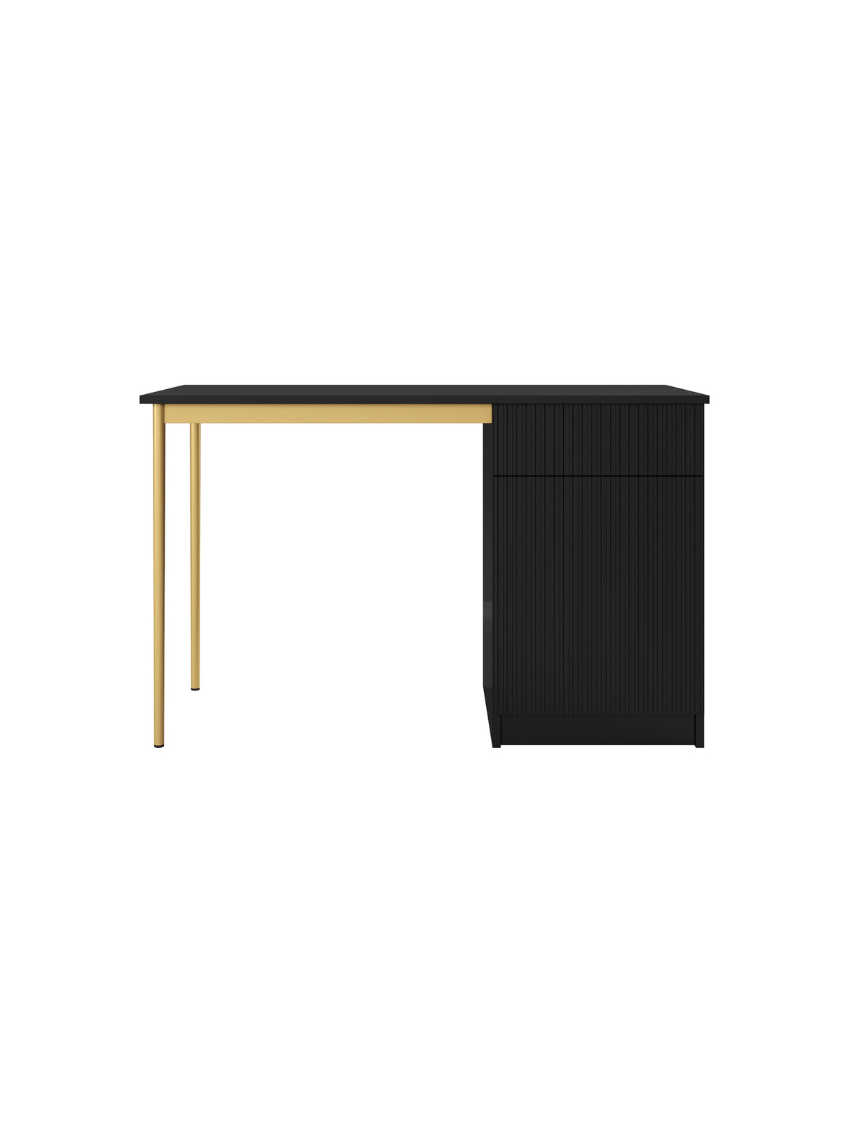 birou de scris Nicole 120 cm cu sertar - negru mat / aurii nozki (wolnostojace)