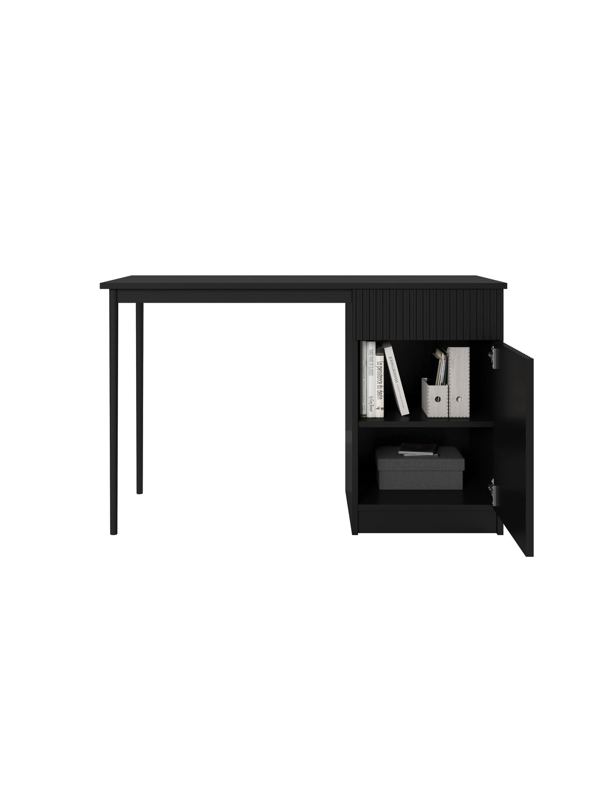 birou de scris Nicole 120 cm cu sertar - negru mat / negru nozki (wolnostojace)