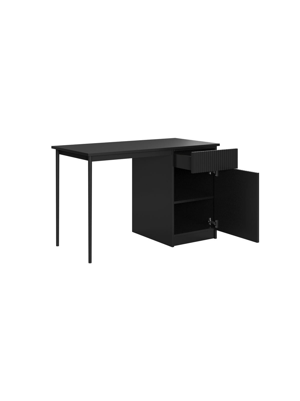 birou de scris Nicole 120 cm cu sertar - negru mat / negru nozki (wolnostojace)