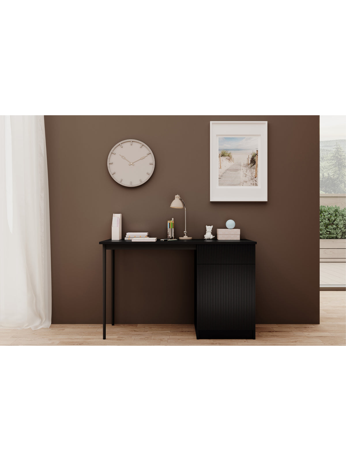 birou de scris Nicole 120 cm cu sertar - negru mat / negru nozki (wolnostojace)