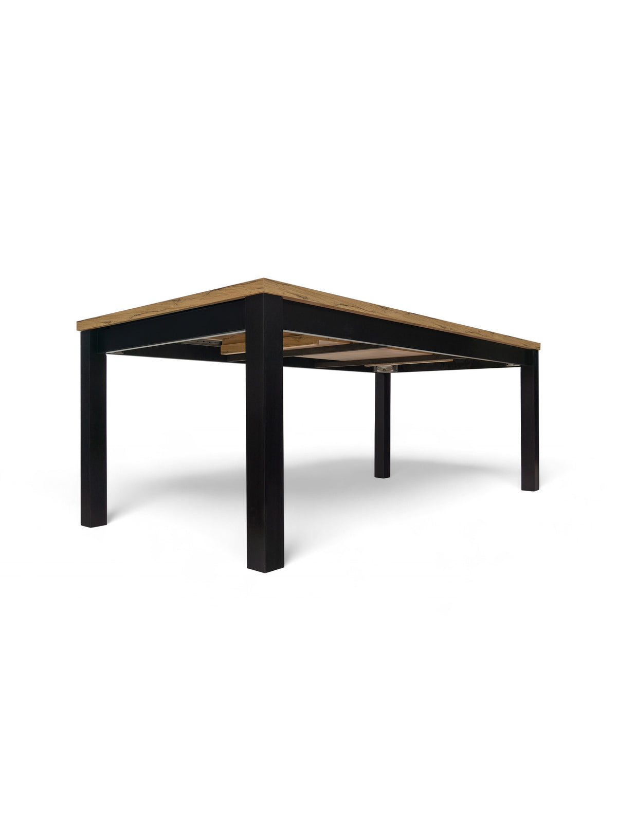 Masă extensibilă Werona 160-200x90 cm stejar wotan cu picioare negre, vedere laterală