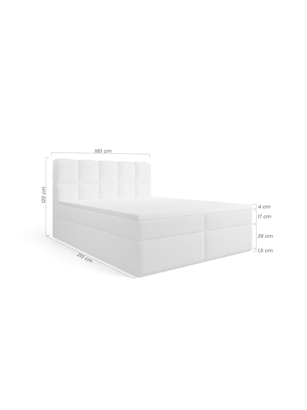 Pat continental Carello 160x200 gri închis bouclé cu topper de 4 cm