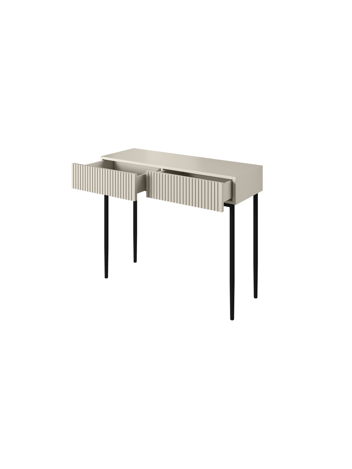 Consolă Nicole 100 cm casmir cu fronturi rigate și picioare metalice negre