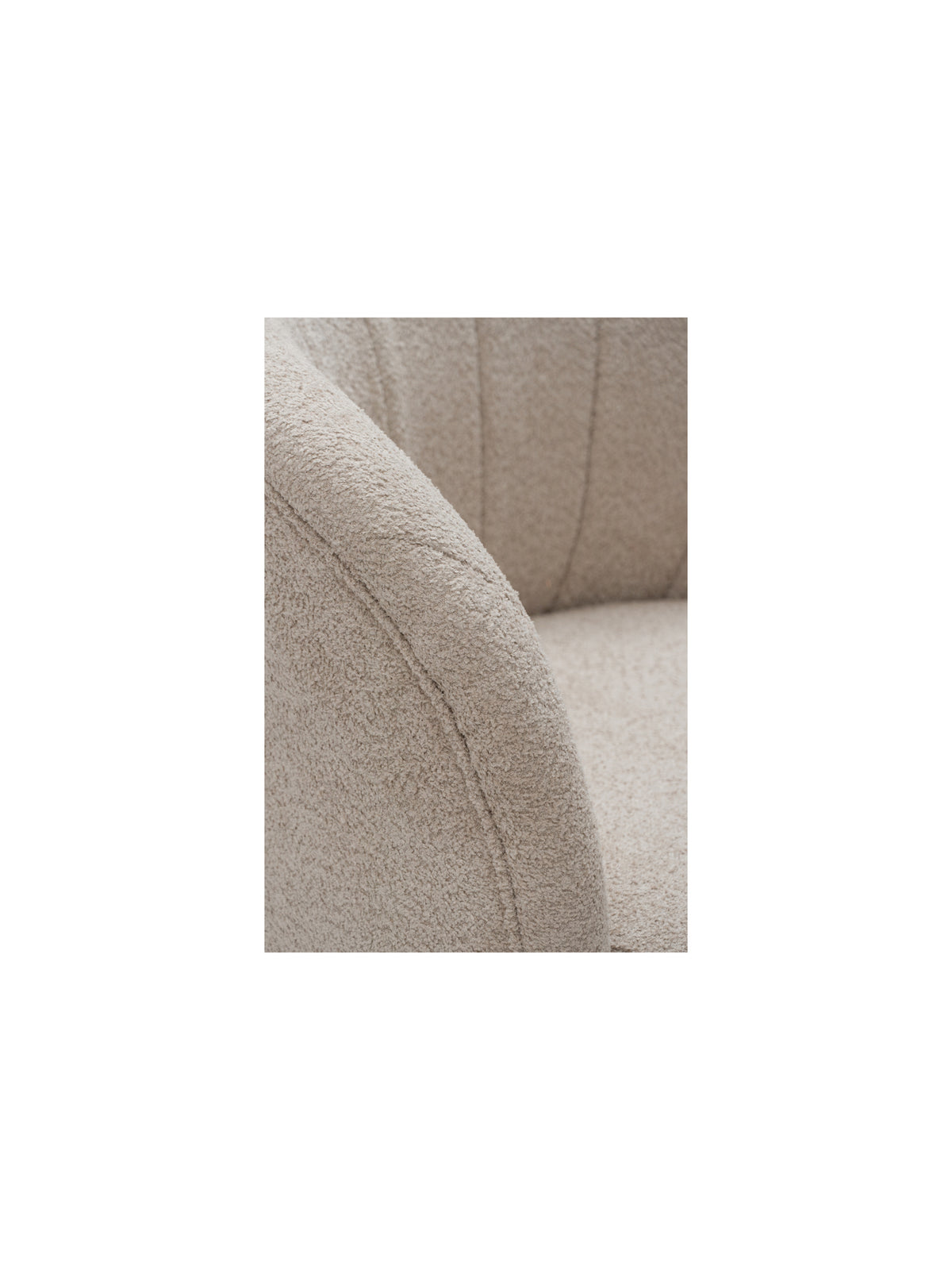 Fotoliu rotativ Soya bej bouclé, detaliu materialului textil