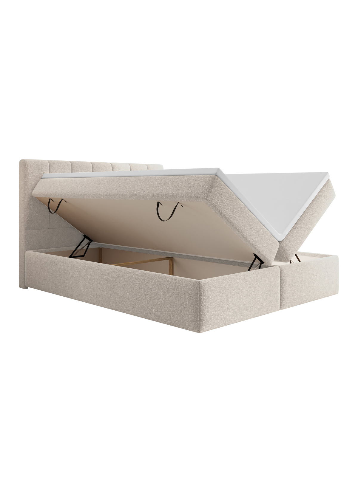 Pat continental Mareli 160x200 cu spații de depozitare, deschis lateral