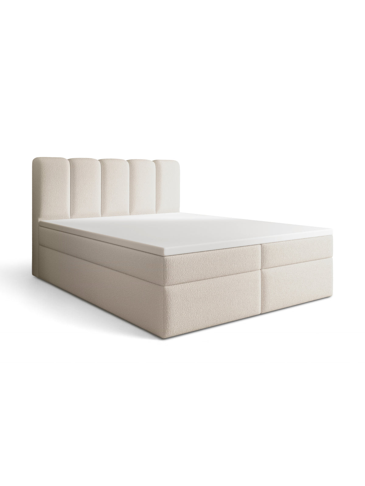 Pat continental Tenor 180x200, deschis la culoare, cu spații de depozitare și tăblie capitonată