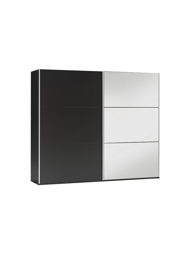 Dulap cu uși glisante Laris 225 cm, corp negru mat, uși cu oglindă