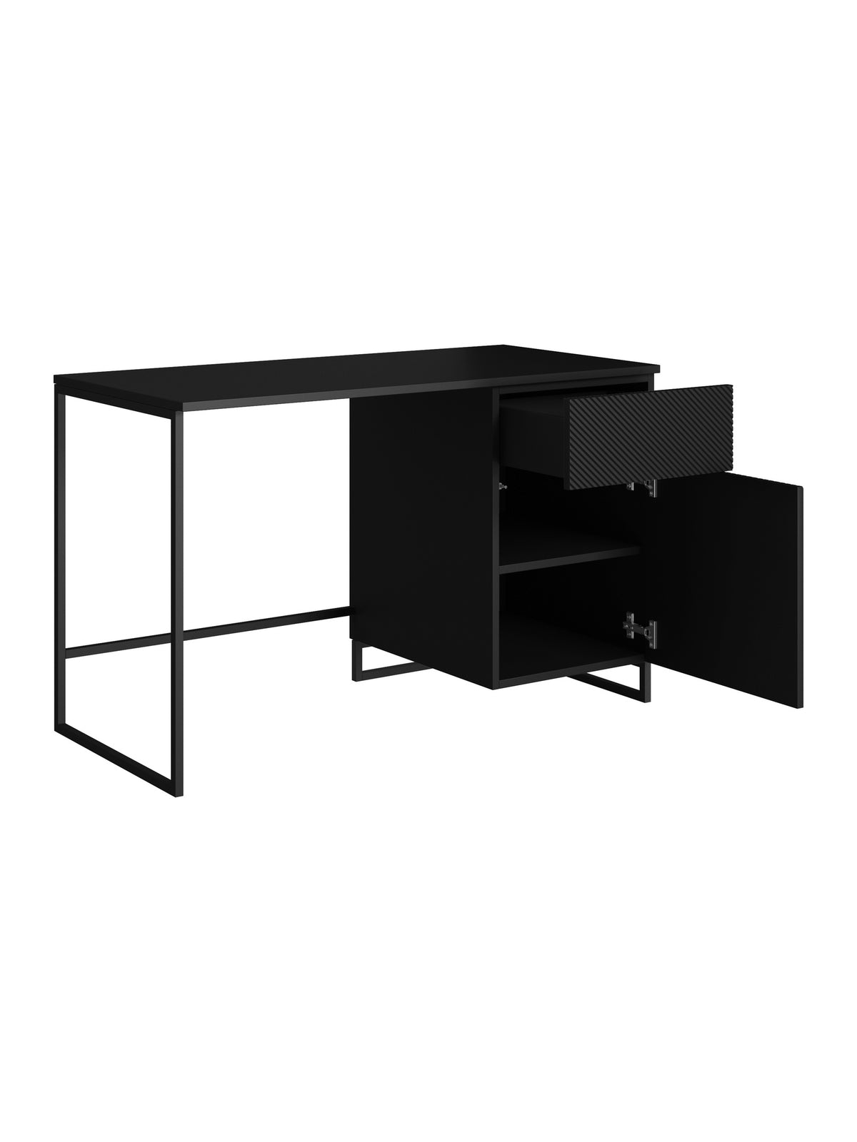 birou de scris Asha 120 cm cu sertar - negru mat / negru stelaz