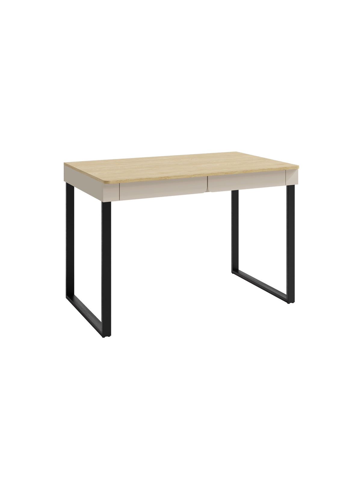 Birou Altea 125 cm bej nisipiu cu front stejar uleiuit și două sertare