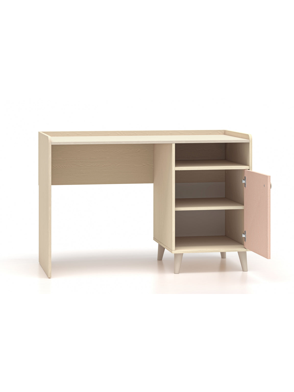 Birou pentru copii Marla 120 cm cu front roz și raft deschis