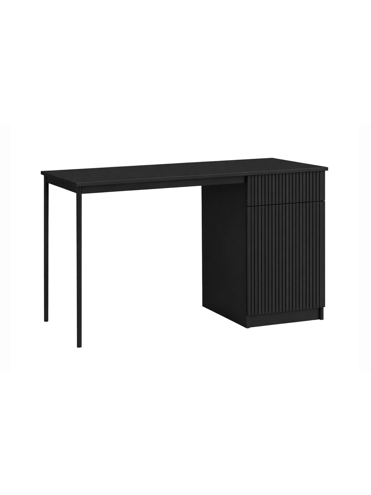 birou de scris Nicole 120 cm jednodrzwiowe z szuflada - negru mat / negru nozki