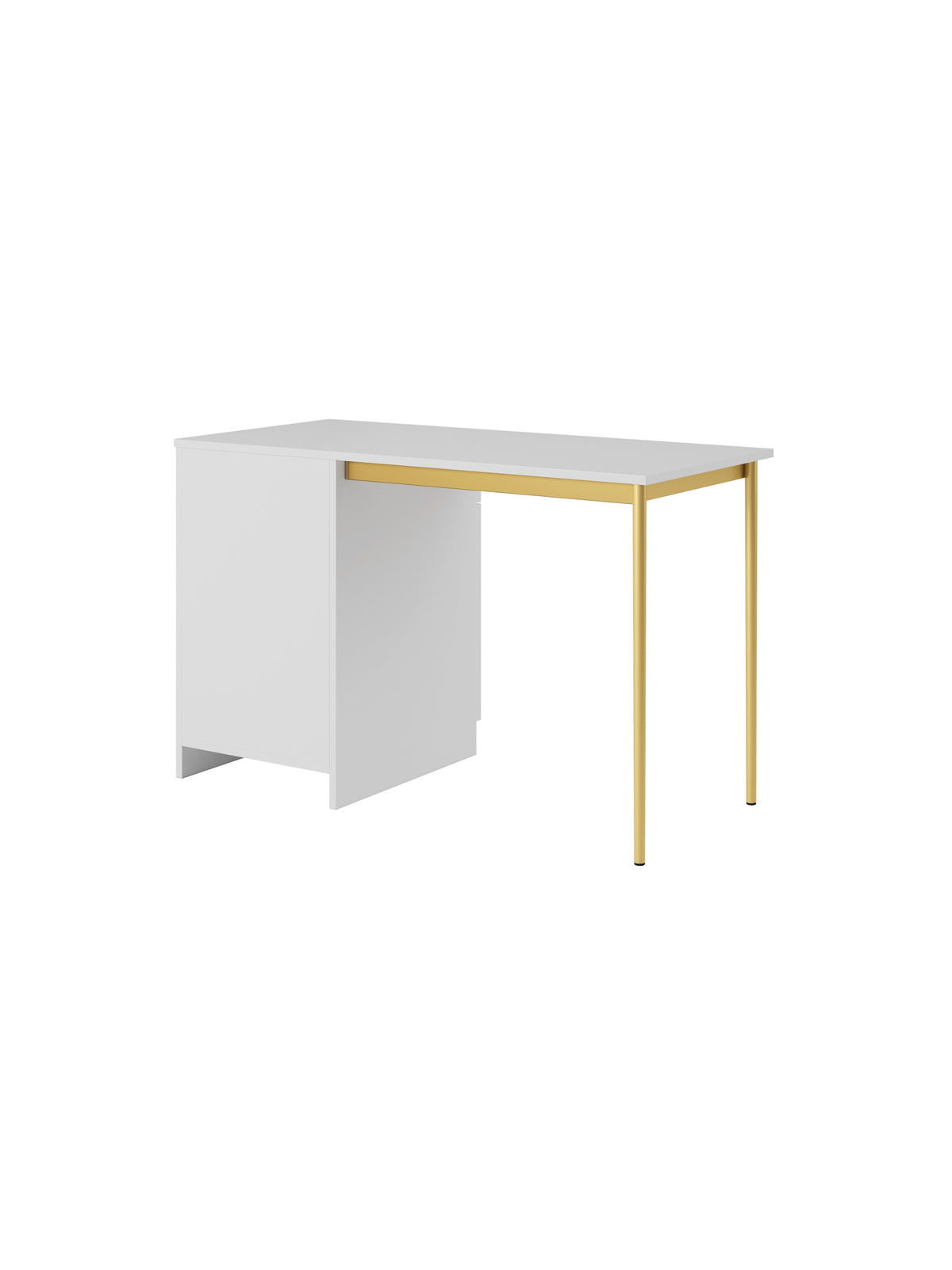 birou de scris Nicole 120 cm z szuflada - bialy mat / picioare aurii