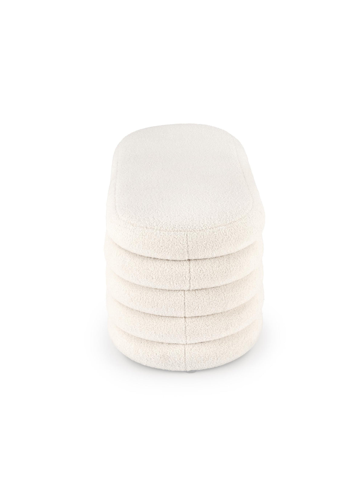Taburet tapițat Nerossa 105 cm crem boucle cu spațiu de depozitare, vedere de sus