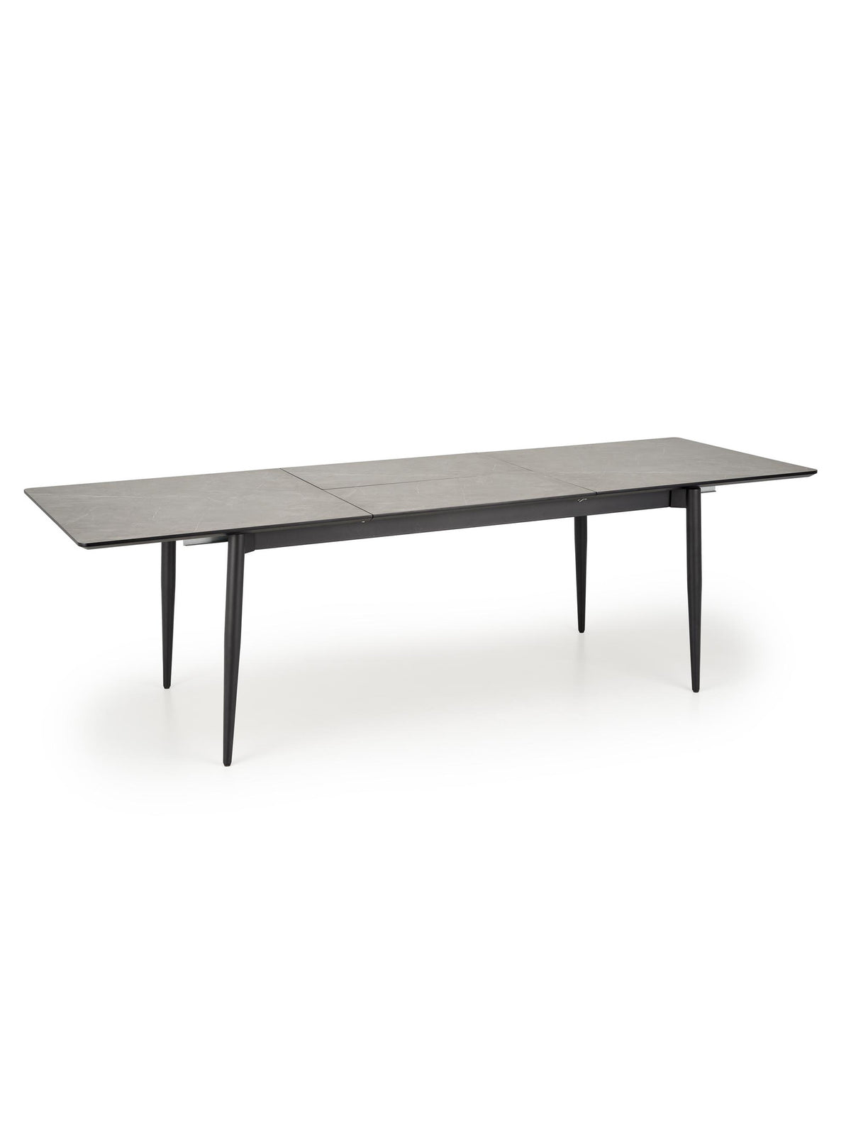 Stół rozkładany Forge 180-260x90 cm z czarnymi nogami i popielatym marmurowym blatem