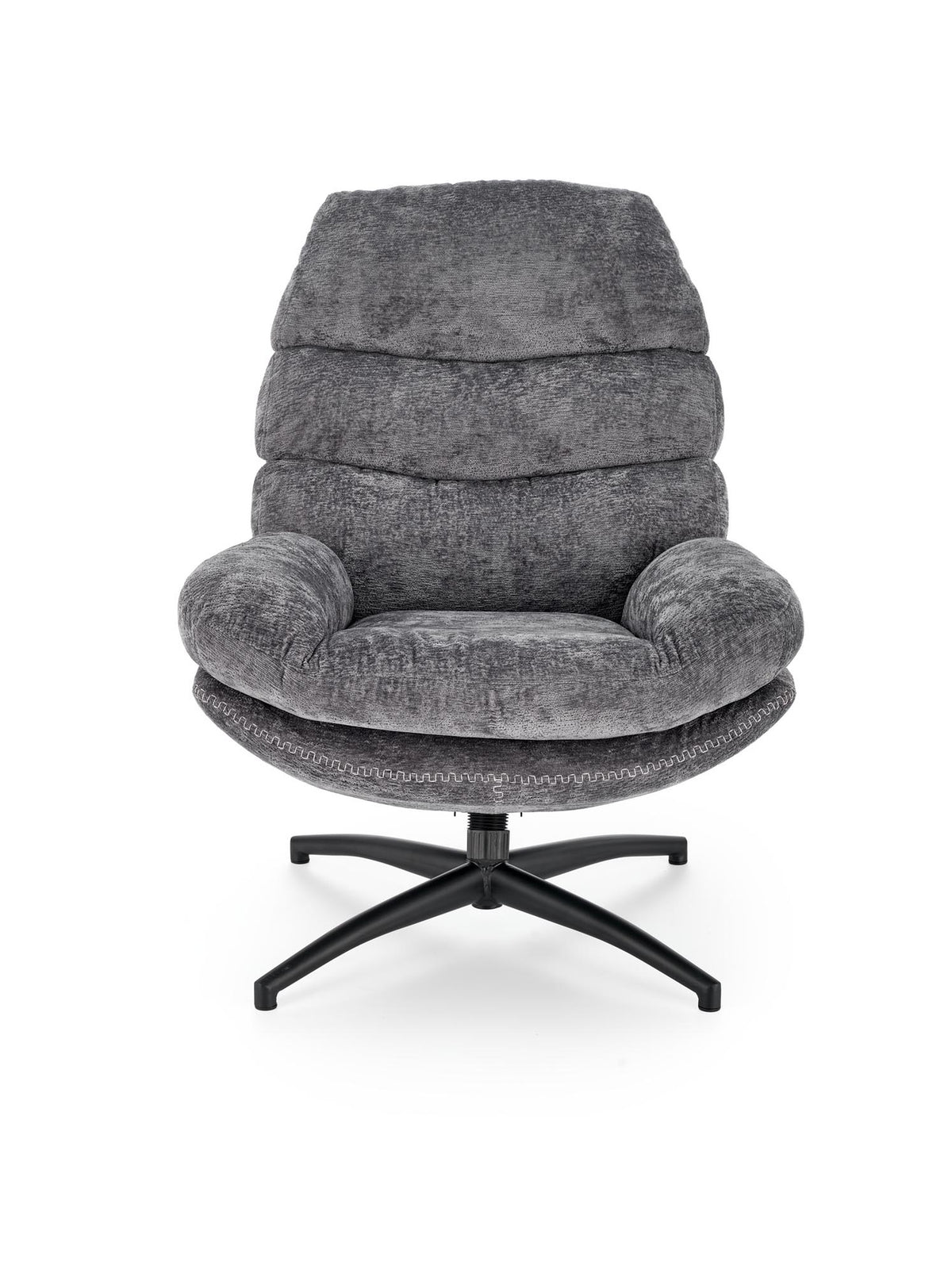 Fotoliu relax Arivo gri cu suport pentru picioare, bază rotativă, stil Modern Organic