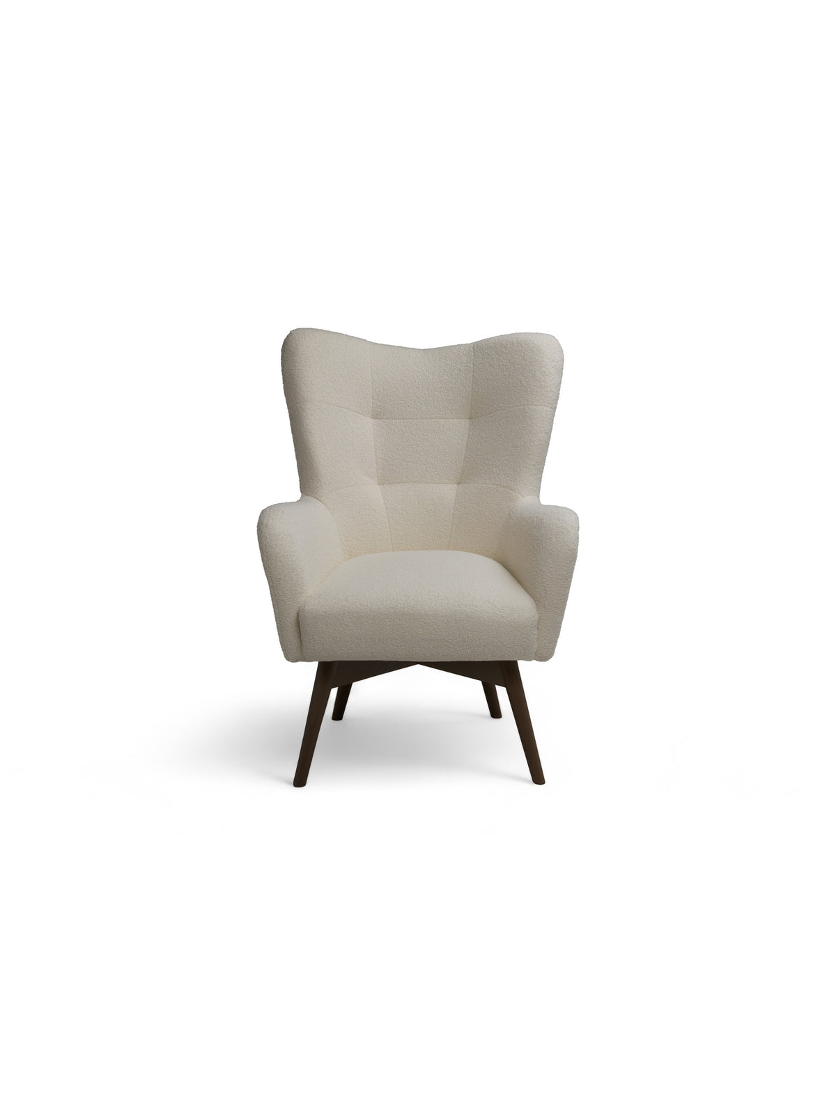 Fotoliu Uszak Nordic scandinav bej boucle Lambi 8 cu picioare wenge, vedere din față