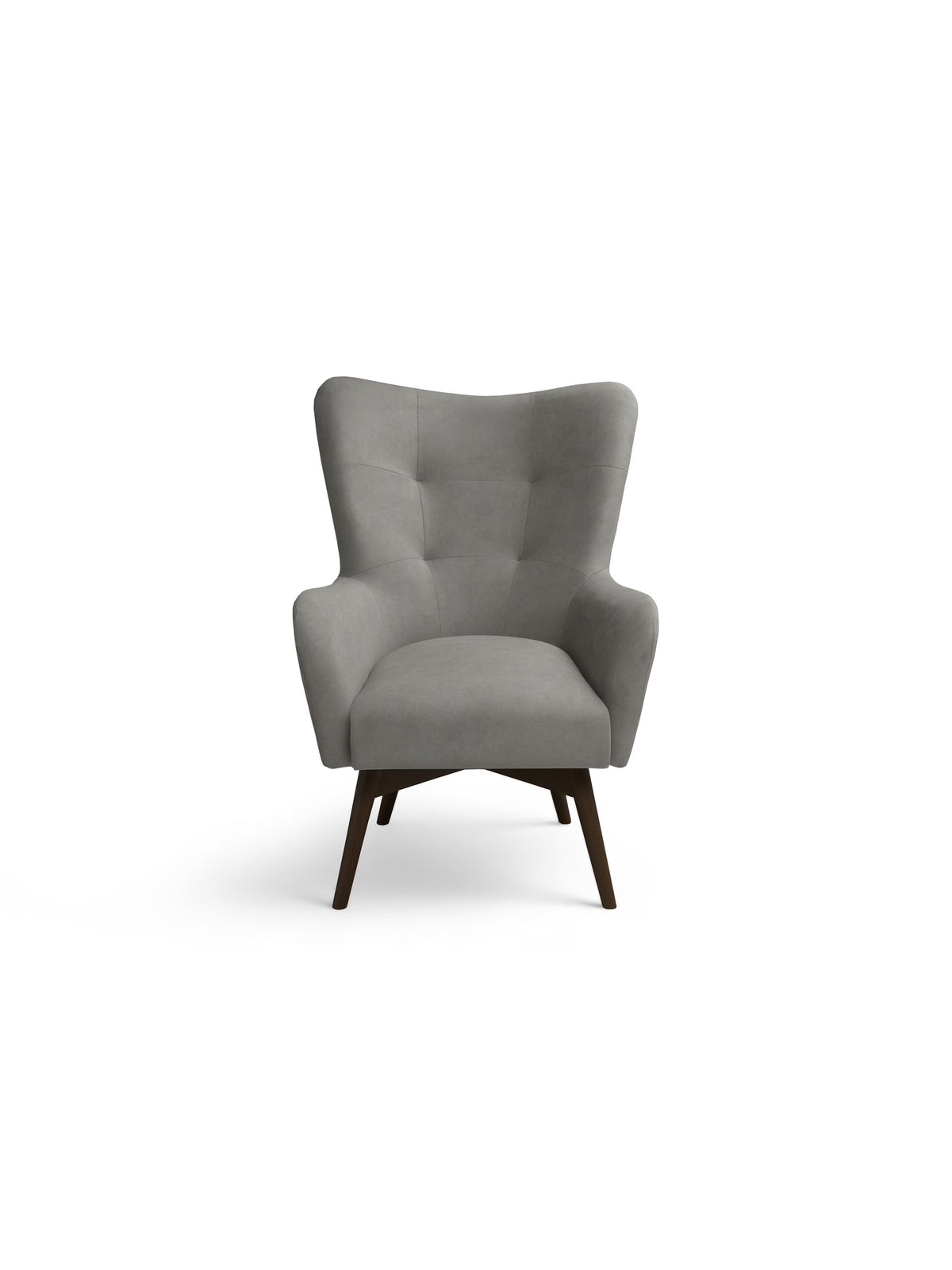 Fotoliu Uszak Nordic scandinav gri cu tapițerie catifelată Cloud 87 și picioare wenge