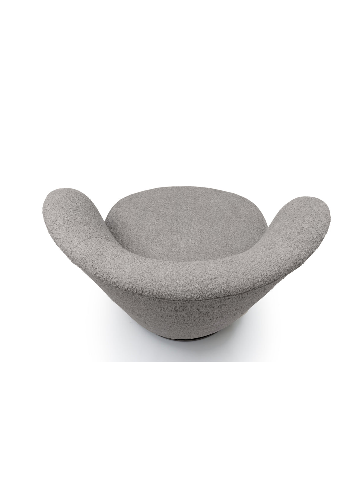 Fotoliu de relaxare Cocoon rotativ în material boucle gri, vedere de sus
