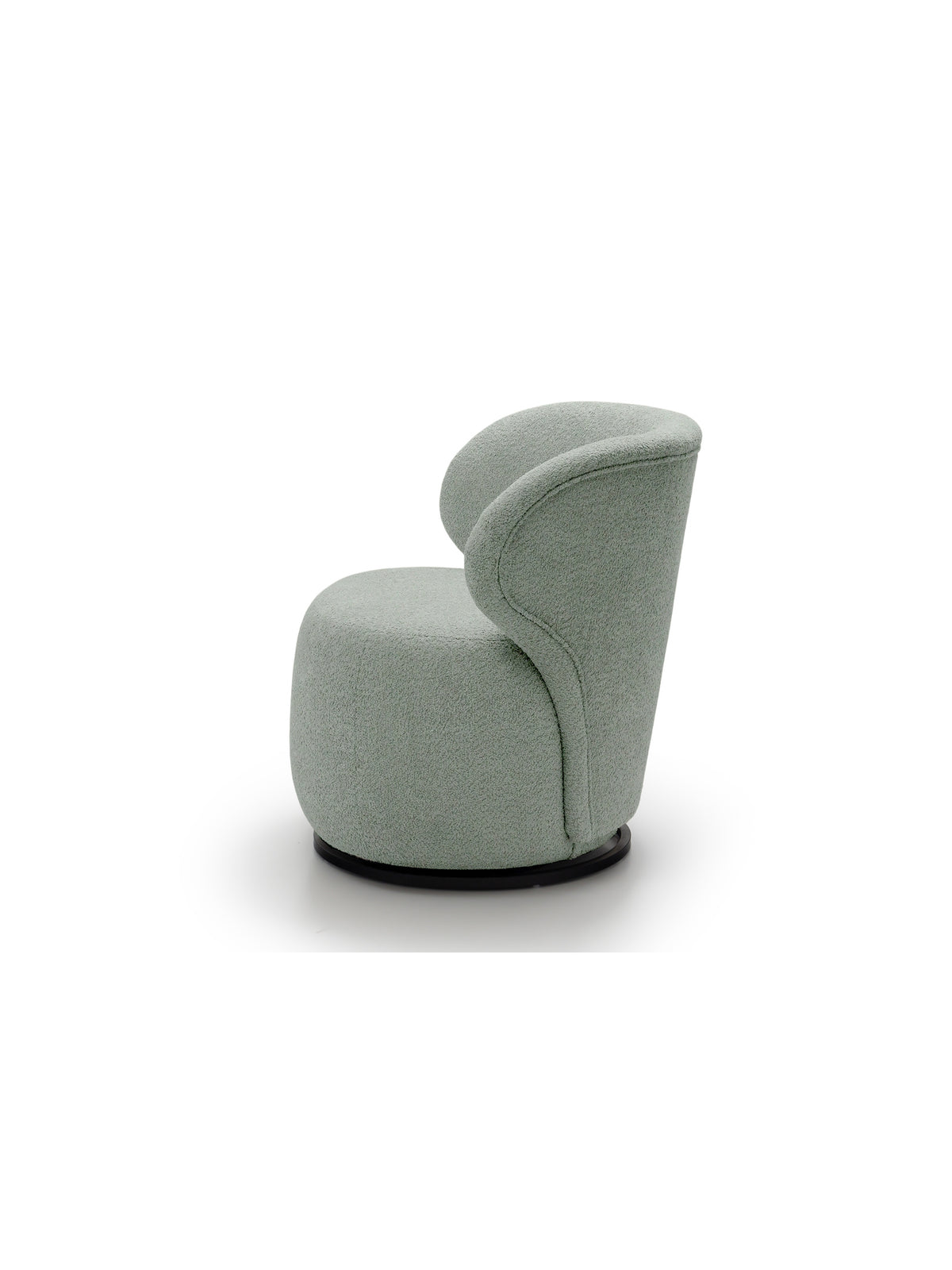 Fotoliu de relaxare rotativ Cocoon verde din material boucle Catch Me 13, vedere laterală