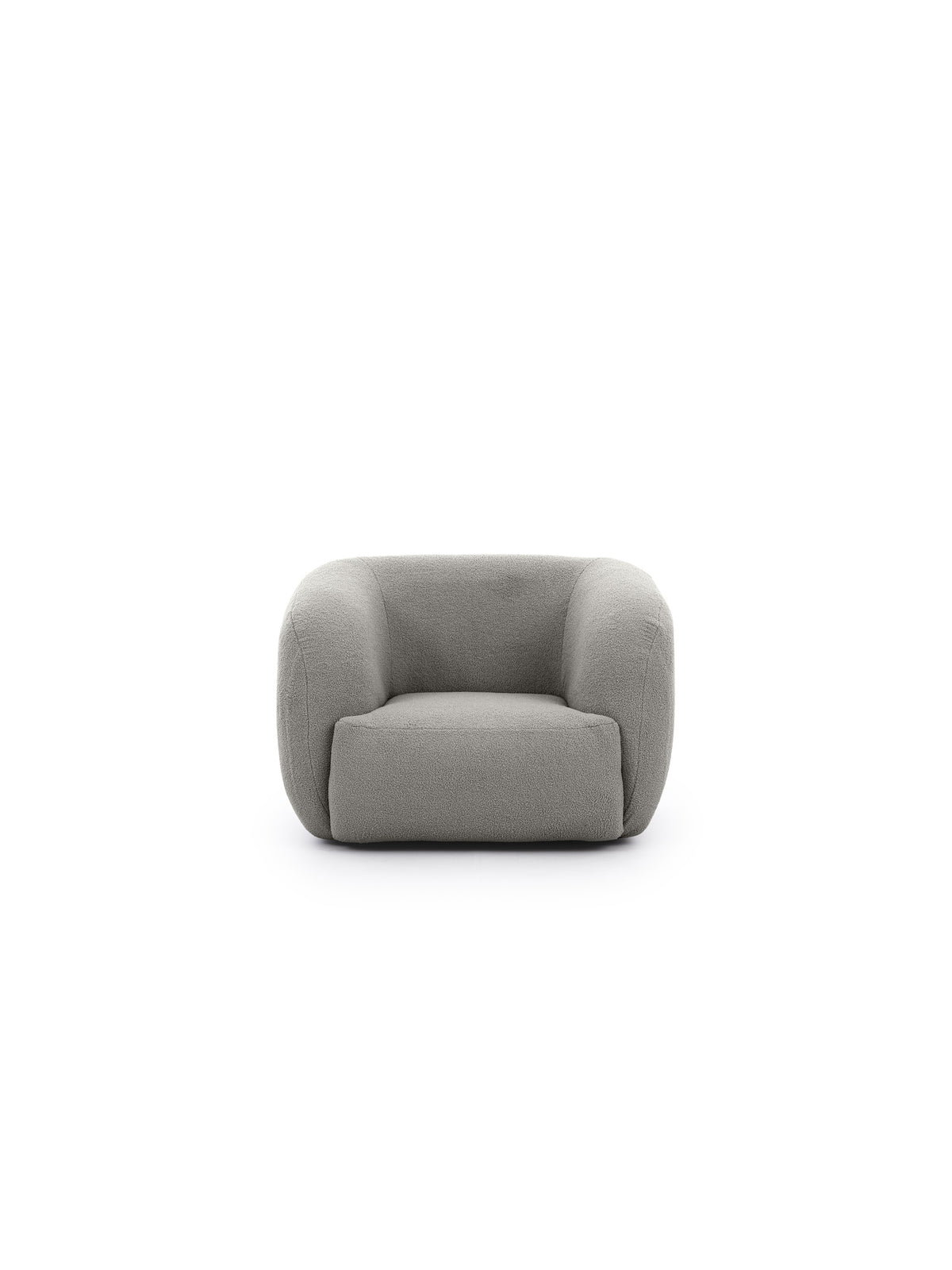 Fotoliu de relaxare Dalin în material bouclé gri Lambi 11, vedere frontală