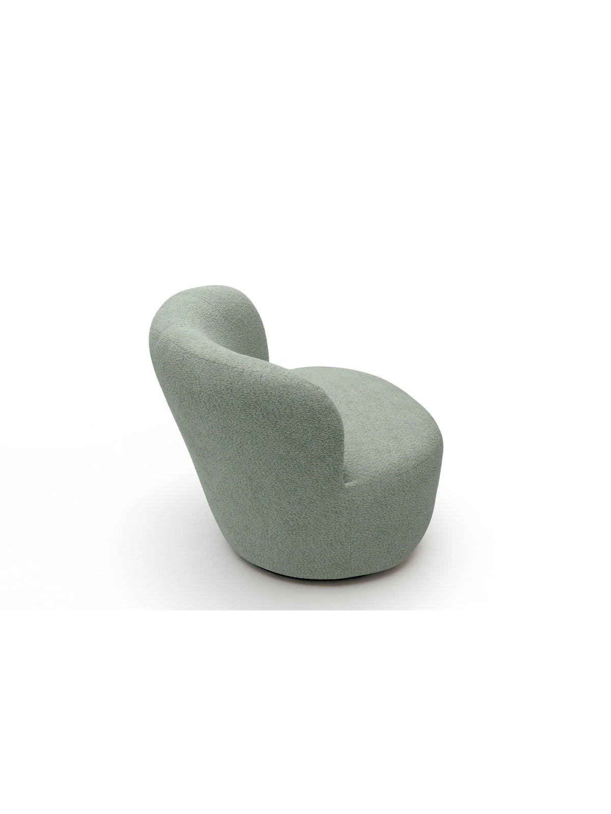 Fotoliu de relaxare Hygga cu material boucle verde Catch Me 13, vedere din spate