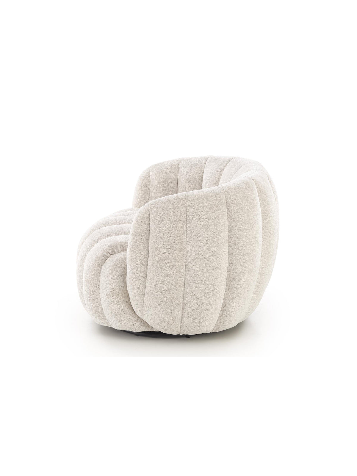 Fotoliu rotativ de relaxare Lenis bej din material boucle Raven 22 cu spătar profilat