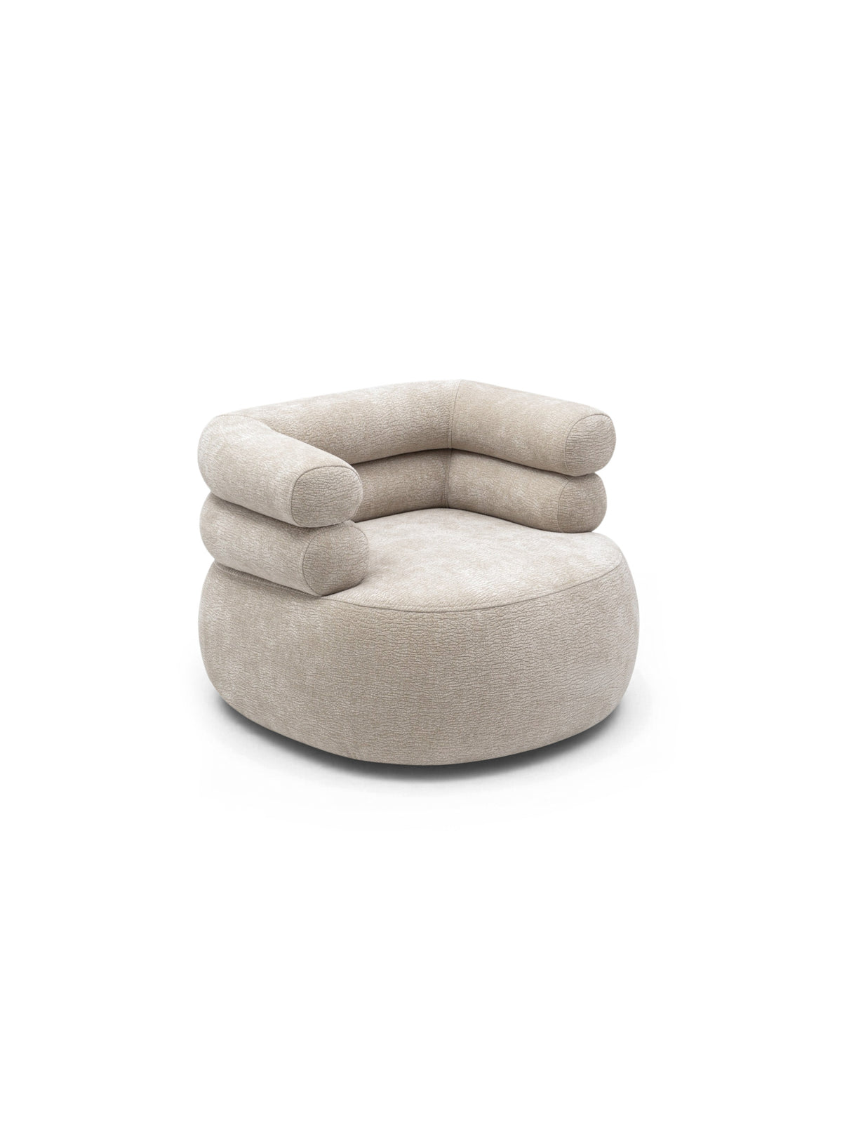 Fotoliu relaxant Melos rotativ cu taburet, bej, design modern