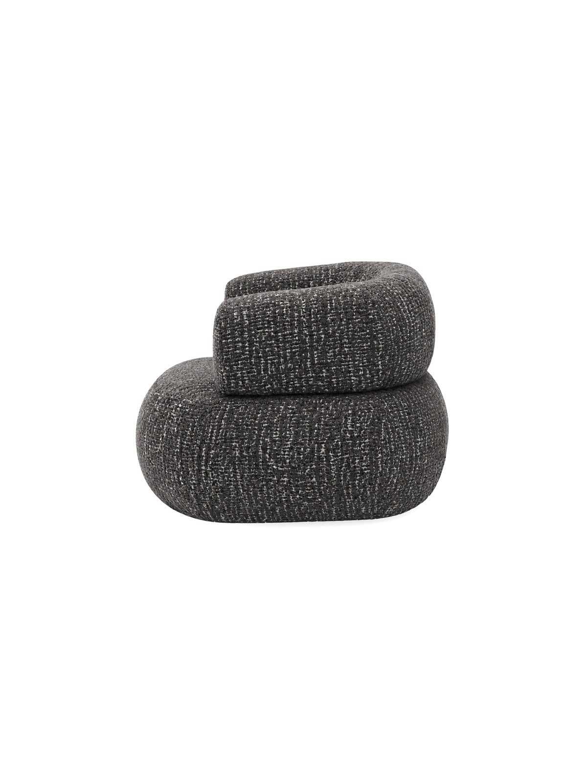 Fotoliu relaxant Noola rotativ tapitat gri cu material Rimba 11 vedere laterală