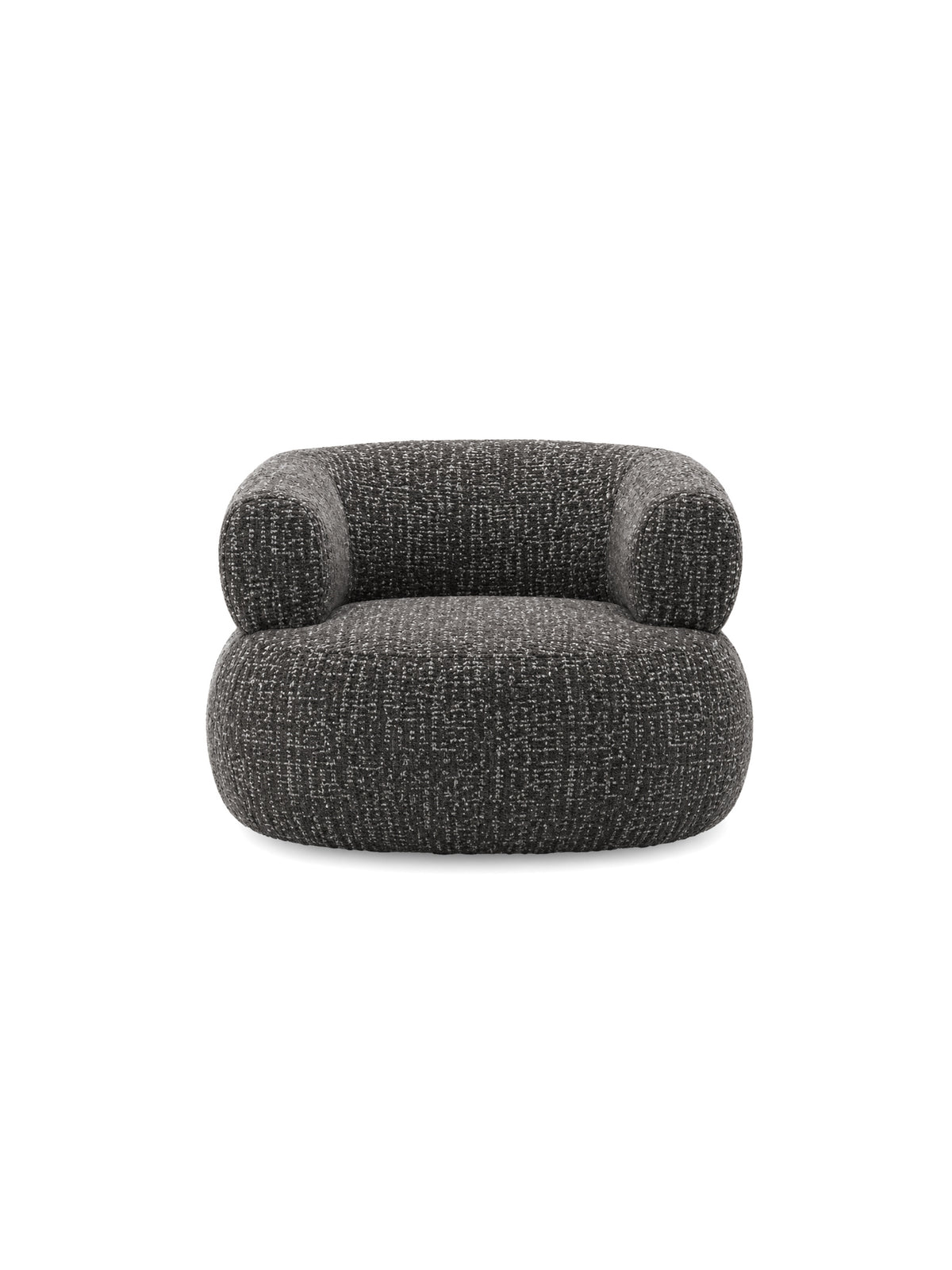 Fotoliu de relaxare rotativ Noola din țesătură gri Rimba 11 cu model împletit, vedere frontală