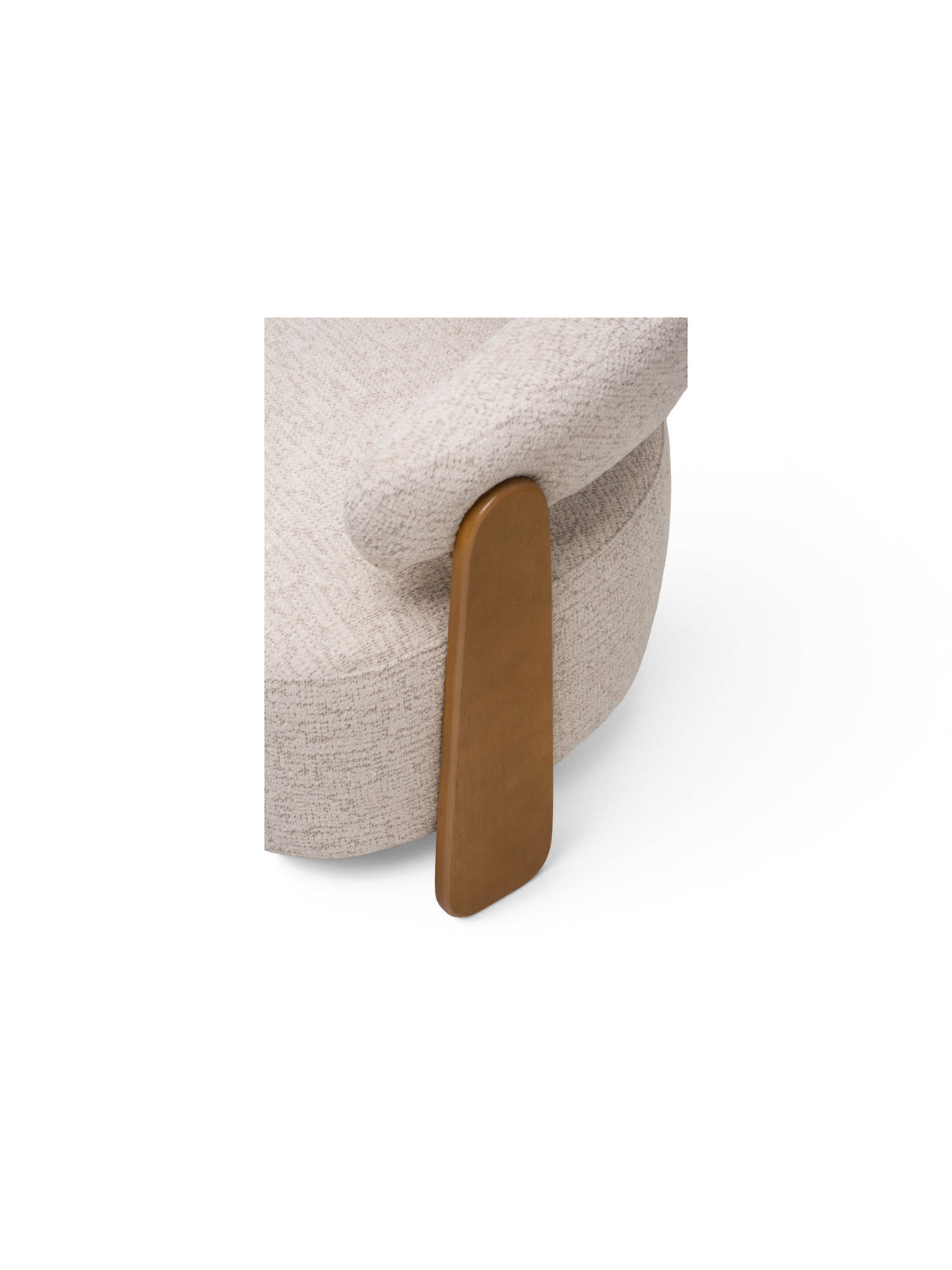 Fotoliu relaxant Olmo crem, material Bella 05, schelet lemn stejar deschis, detaliu cotiera