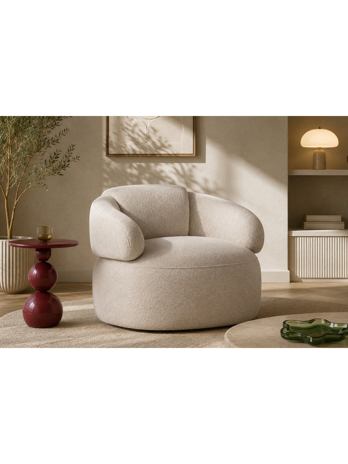 Fotoliu de relaxare Segno obrotowy - bezowa Produse tricotate Leo 02