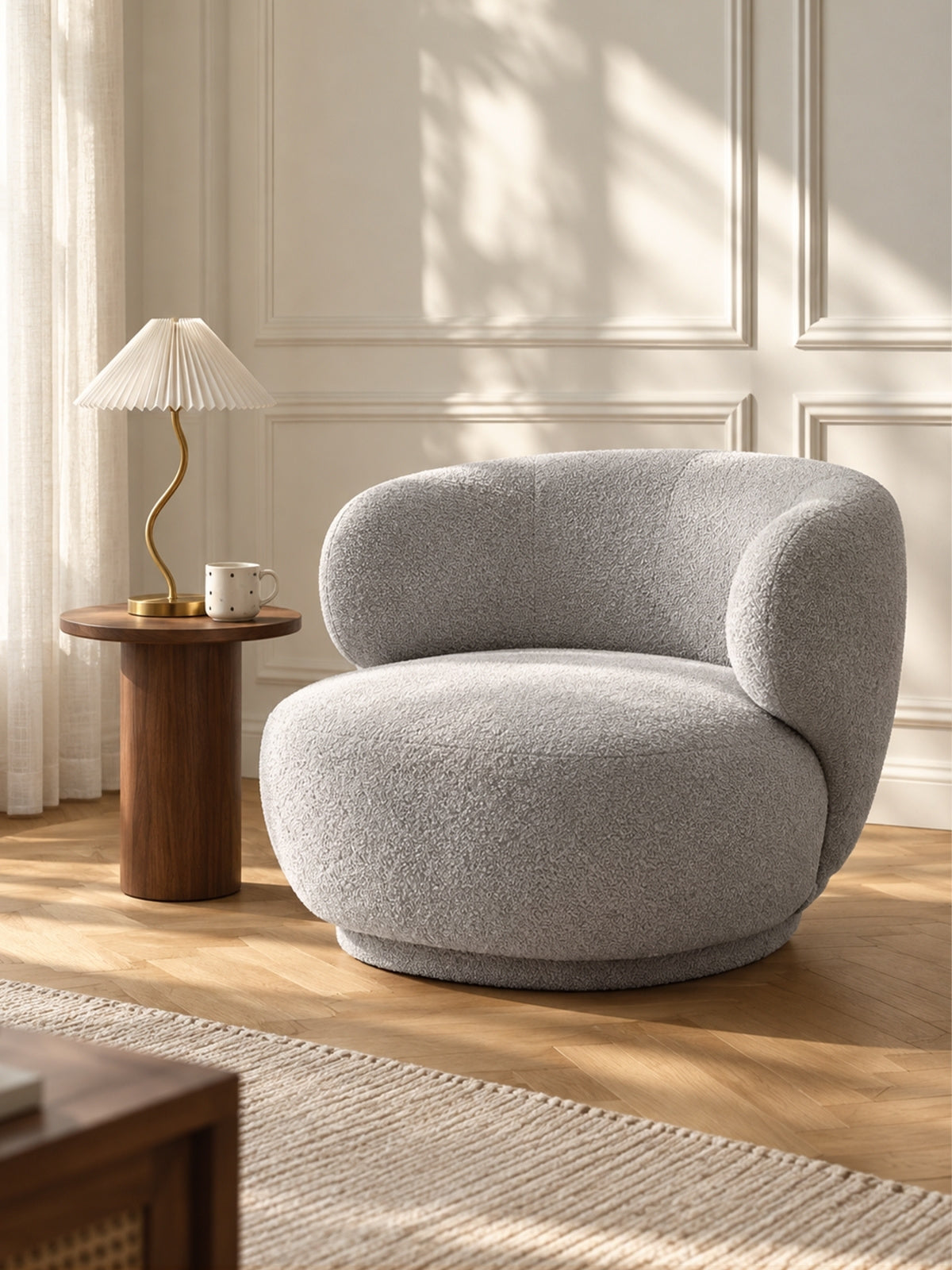 Fotoliu de relaxare Skindi obrotowy - gri boucle Catch Me 24