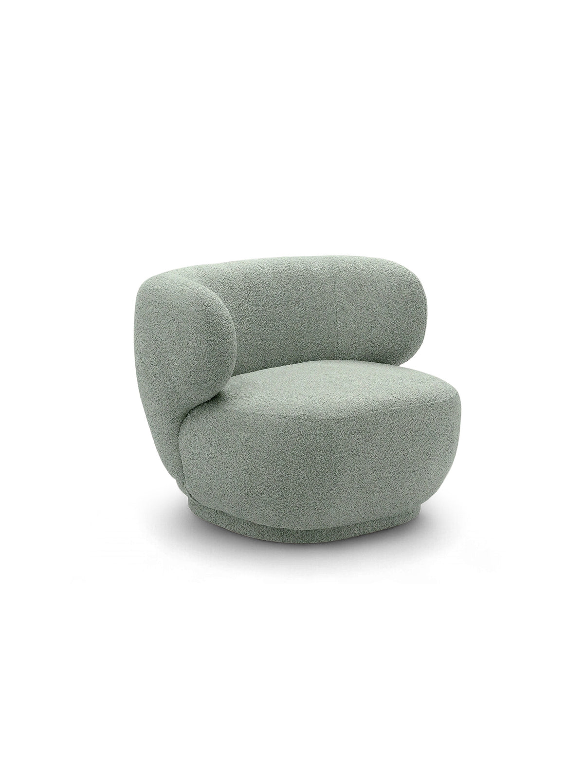 Fotoliu relaxant Skindi verde boucle cu formă rotunjită, vedere frontală