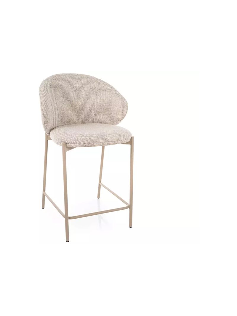 Scaun bar tapițat Morivo bej deschis cu picioare metalice, stil Modern Organic