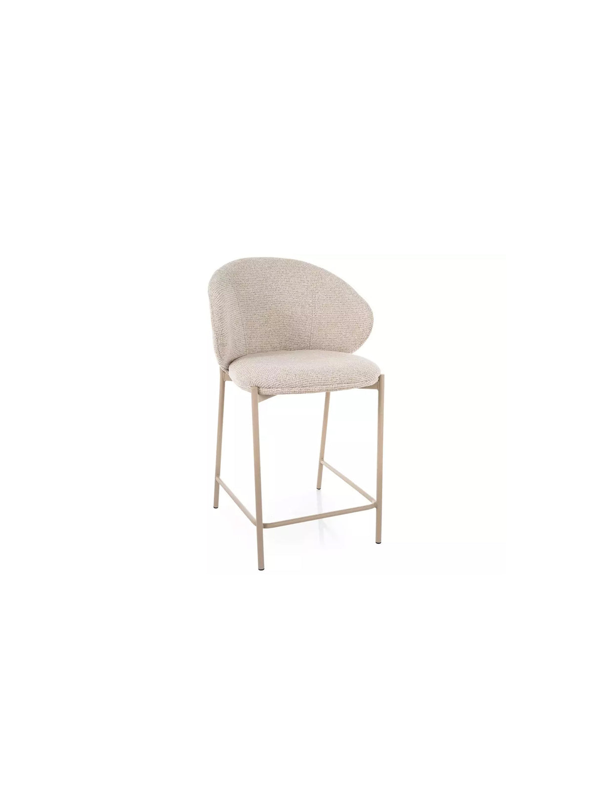 Scaun bar tapițat Morivo bej deschis cu picioare metalice, stil Modern Organic