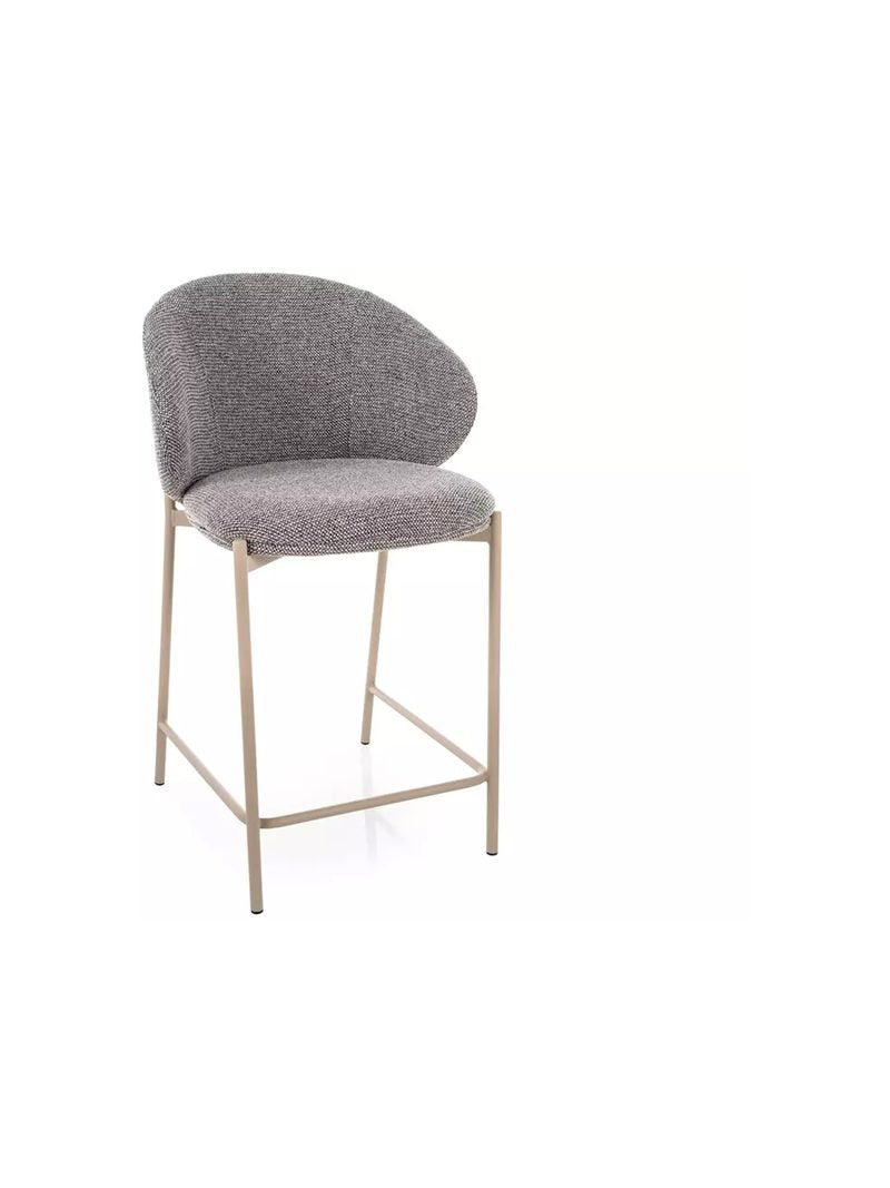 Scaun bar tapițat Morivo gri cu picioare metalice casmir
