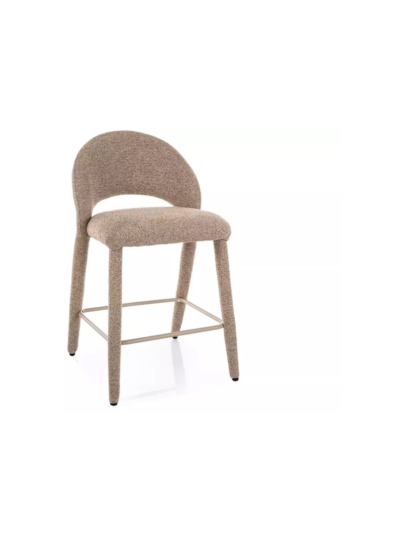 Scaun bar tapitat Ravin bej cu tapiţerie din stofă pe cadru metalic culoare casmir