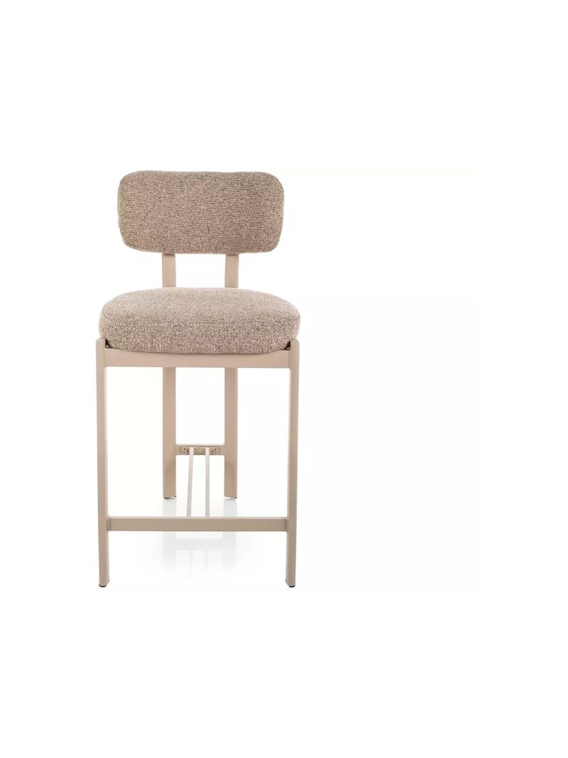 Scaun înalt tapițat Seluvo bej cu picioare metalice culoarea kasmir, vedere frontală