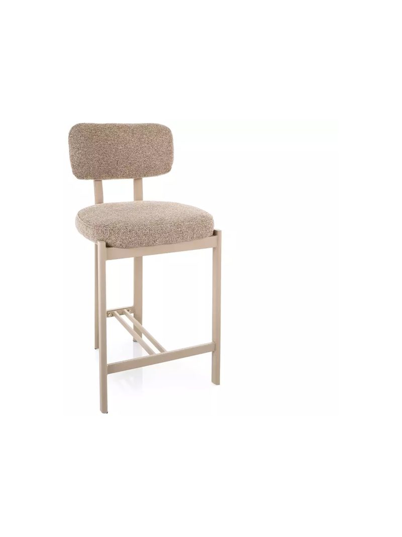 Scaun bar tapițat Seluvo bej cu picioare metalice culoarea cașmir