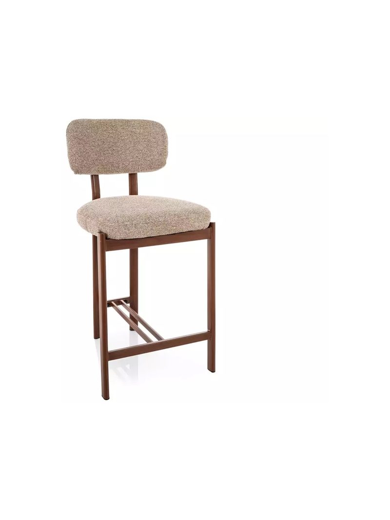 Scaun bar tapițat Seluvo bej cu picioare metalice culoare nuc