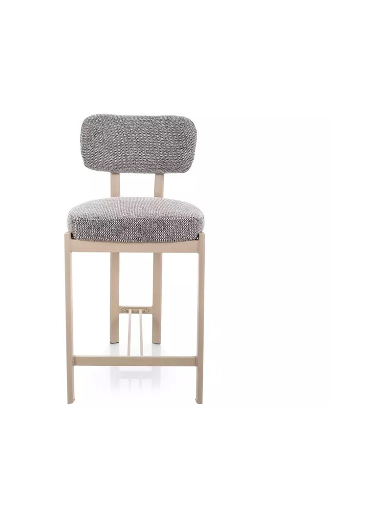 Scaun bar tapițat Seluvo gri cu picioare metalice cashmere, vedere frontală